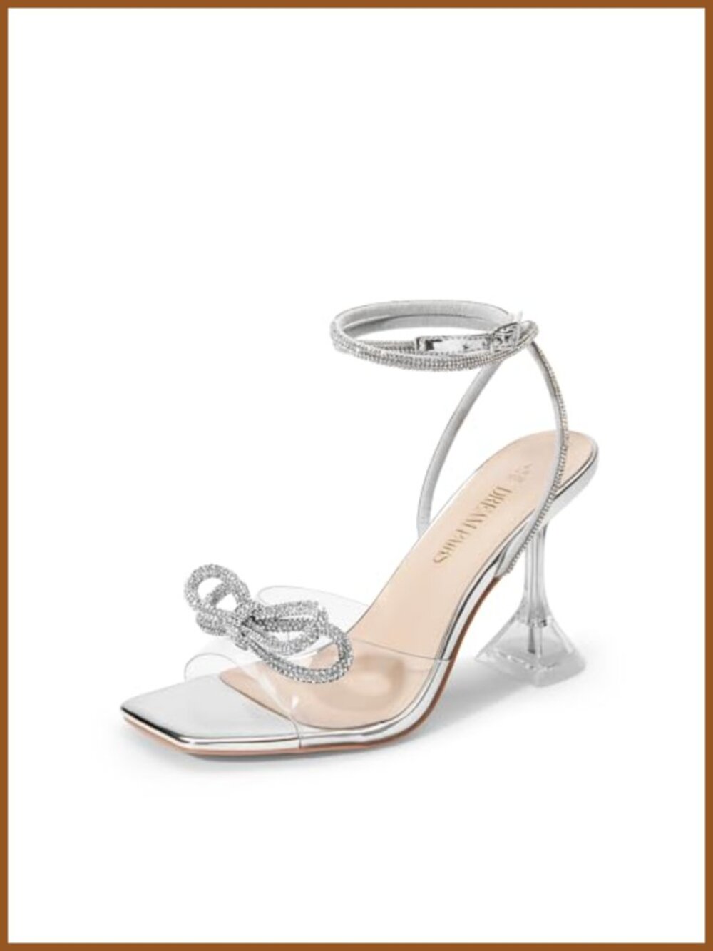 Stiletto Bow Heels Strappy Rhinestone Square Toe High Sandals Party Wedding